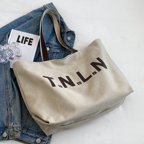 Canvas Tote Bag with Graphic Print