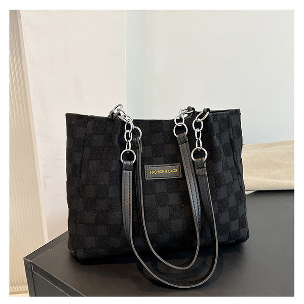 Elegant Plaid Textured Tote Bag